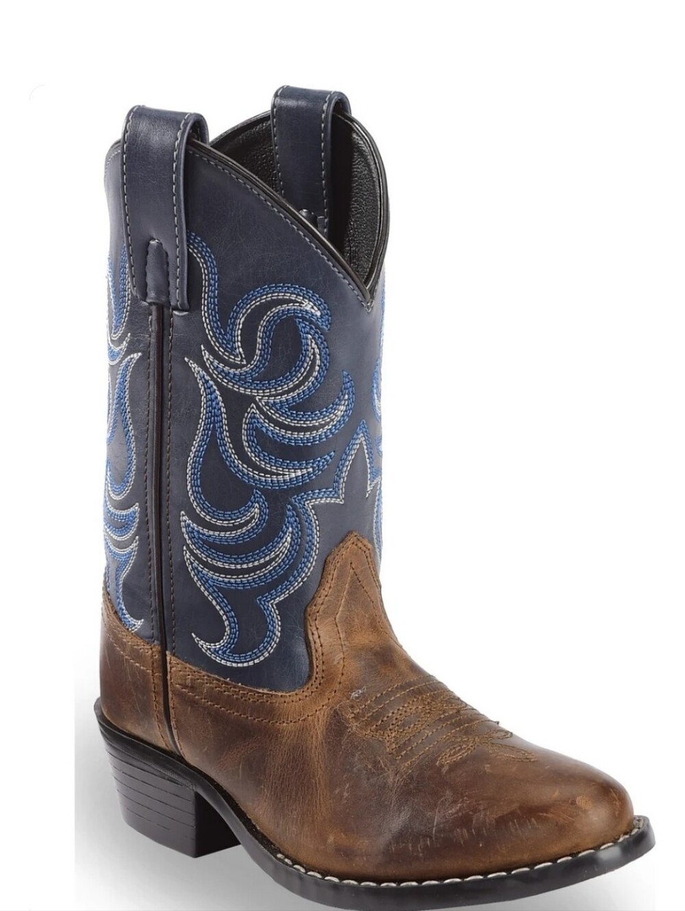 Cody James Boys' Holt Two-Tone Embroidered Western Boots-Round Toe. Sz 2D. Navy